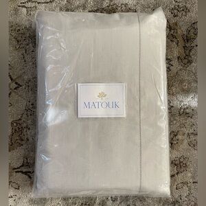$1350 Matouk Italy NWT 4pc King Sheet Set 100% Linen Roman Hemstitch Pearl 17”